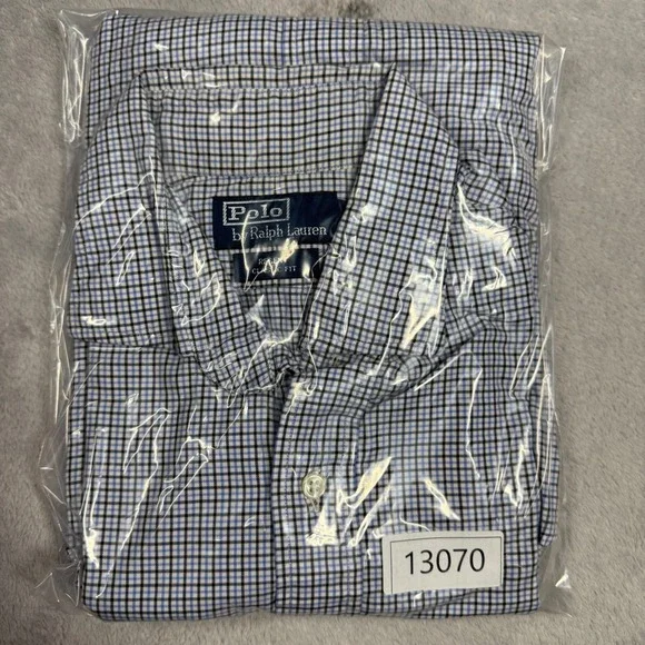 Polo Ralph Lauren Button Down Mens L Blue Regent Classic Fit Check Shirt 13070 - Picture 7 of 7